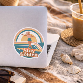 Blijf Gouden Retro Surf Sticker Kust Boho Strand