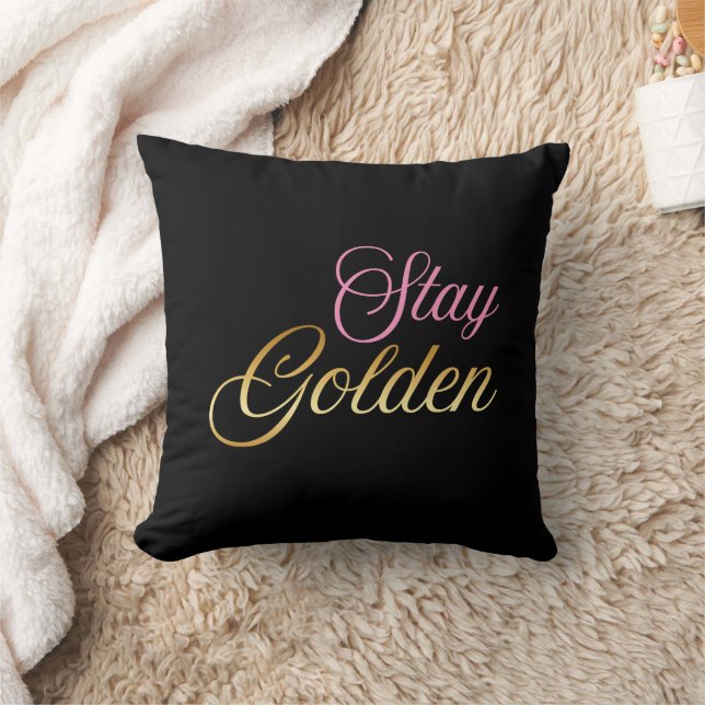 Blijf Gouden Roze & Gouden Script  Kussen (Deken)
