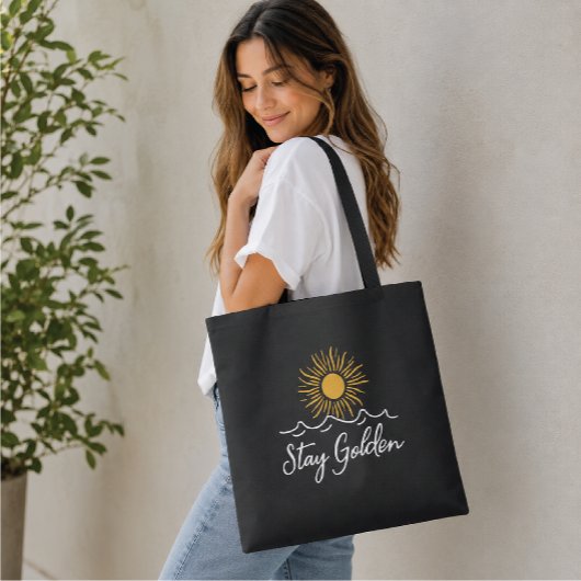 Blijf Gouden Zwart Tote Bag