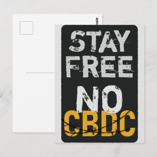 Blijf gratis - Geen CBDC Briefkaart (Voorkant / Achterkant)