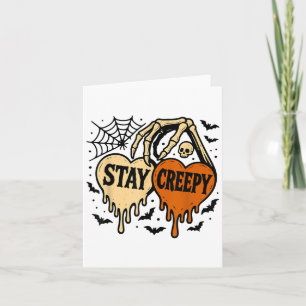 Blijf griezelig, druipend hart Halloween, Skeleton Kaart