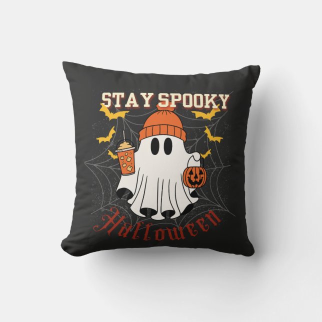 Blijf Griezelig Geest Halloween  Kussen (Voorkant)