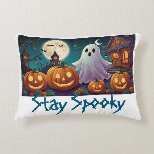 Blijf Griezelig, Halloween Geesten en Pompoenen Accent Kussen