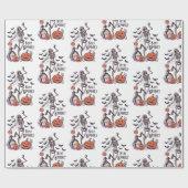 Blijf Griezelig Kerkhof Skelet Wit Halloween Cadeaupapier (Vlak)