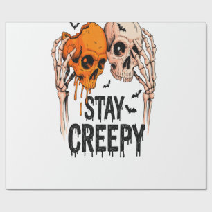 Blijf griezelig PNG, Retro Schedel Halloween Cadeaupapier