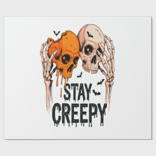 Blijf Griezelig PNG, Retro Schedel Halloween Cadeaupapier