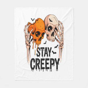 Blijf griezelig PNG, Retro Schedel Halloween Fleece Deken