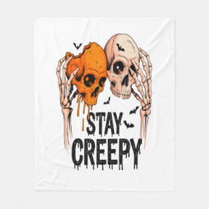 Blijf Griezelig PNG, Retro Schedel Halloween Fleece Deken