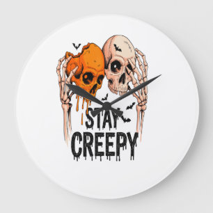 Blijf griezelig PNG, Retro Schedel Halloween Grote Klok
