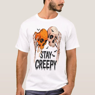 Blijf griezelig PNG, Retro schedel Halloween T-shirt