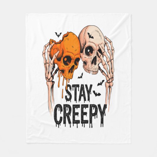 Blijf griezelig PNG, Retro Skull Halloween Fleece Deken (Voorkant)