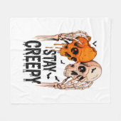 Blijf griezelig PNG, Retro Skull Halloween Fleece Deken (Voorkant (Horizontaal))