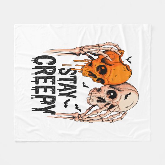 Blijf griezelig PNG, Retro Skull Halloween Fleece Deken (Voorkant (Horizontaal))