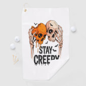 Blijf griezelig PNG, Retro Skull Halloween Golfhanddoek (Insitu)