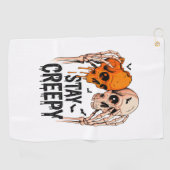 Blijf griezelig PNG, Retro Skull Halloween Golfhanddoek (Horizontaal)