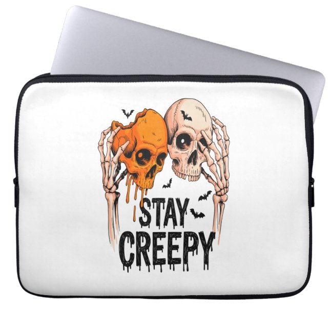 Blijf griezelig PNG, Retro Skull Halloween Laptop Sleeve (Voorkant)