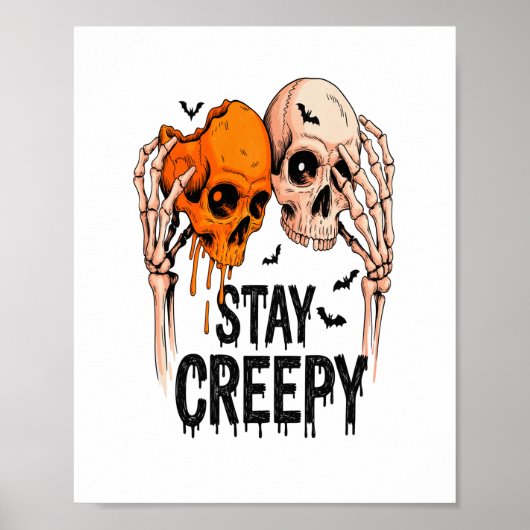 Blijf griezelig PNG, Retro Skull Halloween Poster (Voorkant)
