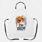 Blijf griezelig PNG, Retro Skull Halloween Schort (Voorkant)