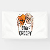 Blijf griezelig PNG, Retro Skull Halloween Spandoek (Horizontaal)
