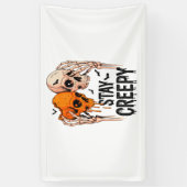 Blijf griezelig PNG, Retro Skull Halloween Spandoek (Verticaal)