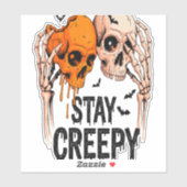 Blijf griezelig PNG, Retro Skull Halloween Sticker (Vel)