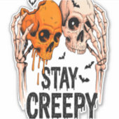 Blijf griezelig PNG, Retro Skull Halloween Sticker (Voorkant)