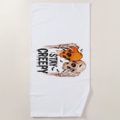 Blijf griezelig PNG, Retro Skull Halloween Strandlaken (Voorkant)