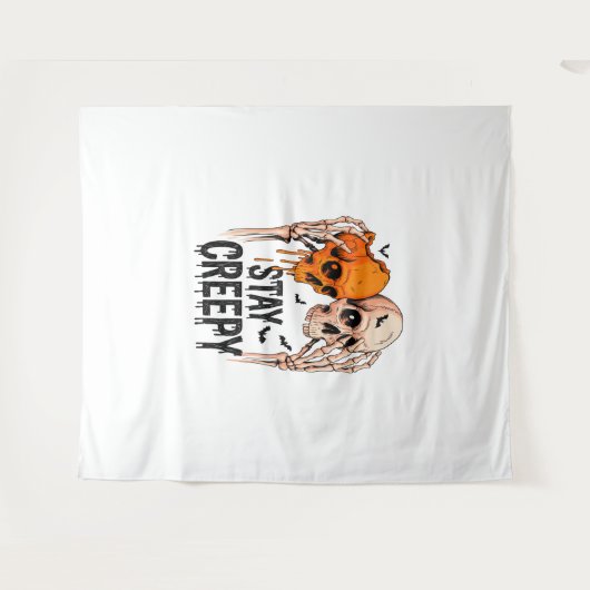 Blijf griezelig PNG, Retro Skull Halloween Wandkleed (Voorkant (horizontaal))