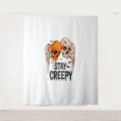 Blijf griezelig PNG, Retro Skull Halloween Wandkleed (Voorkant)