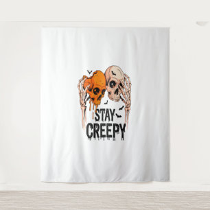 Blijf griezelig PNG, Retro Skull Halloween Wandkleed