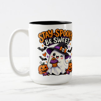 Blijf Griezelig, Wees Lief Cute Geest Halloween Mo Tweekleurige Koffiemok