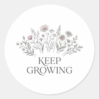 Blijf Groeien Minimalistische Wilde Bloem Botanica Ronde Sticker