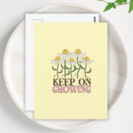 Blijf groeien positieve citaten Retro bloemen Briefkaart