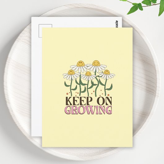 Blijf groeien positieve citaten Retro bloemen Briefkaart