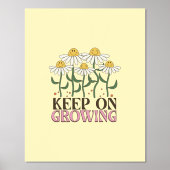 Blijf groeien positieve citaten Retro bloemen Folie Afdrukken (Voorkant)