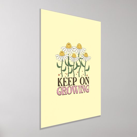 Blijf groeien positieve citaten Retro bloemen Folie Afdrukken (Laagn)