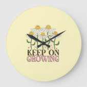 Blijf groeien positieve citaten Retro bloemen Grote Klok (Voorkant)