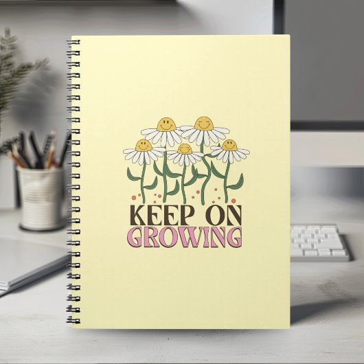 Blijf groeien positieve citaten Retro bloemen Notitieboek