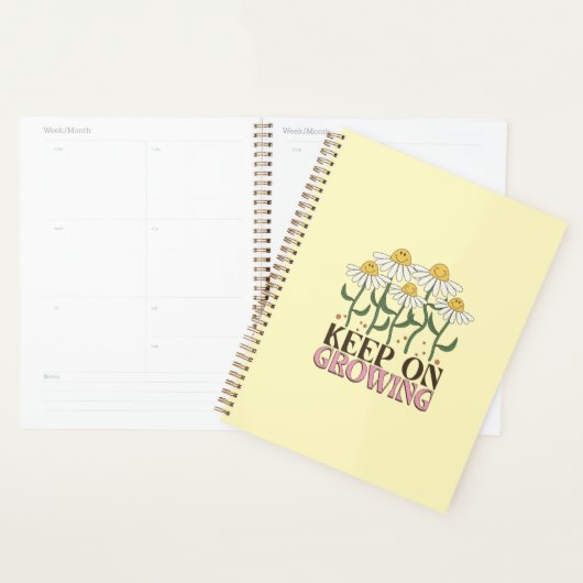 Blijf groeien positieve citaten Retro bloemen Planner (Display)