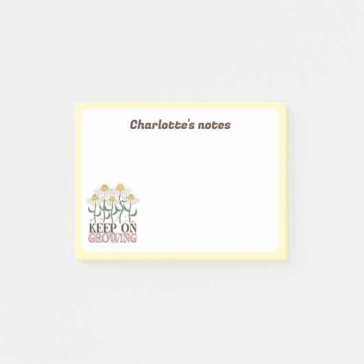 Blijf groeien positieve citaten Retro bloemen Post-it® Notes (Voorkant)