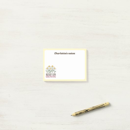 Blijf groeien positieve citaten Retro bloemen Post-it® Notes (Op bureau)
