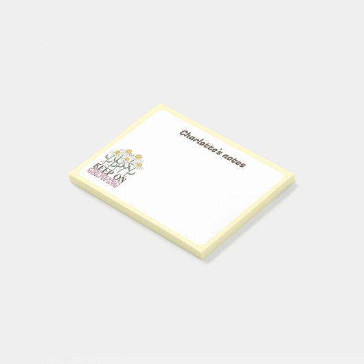 Blijf groeien positieve citaten Retro bloemen Post-it® Notes (Schuin)