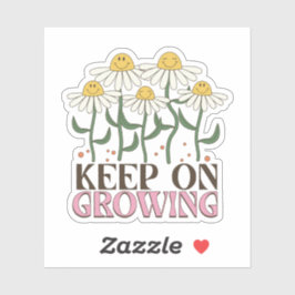 Blijf groeien positieve citaten Retro bloemen Sticker