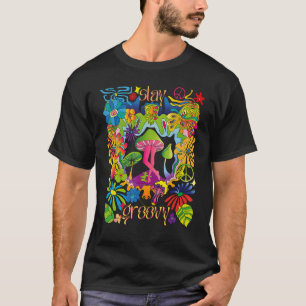 Blijf Groovy  70s Retro Rainbow Butterfly Mu T-shirt