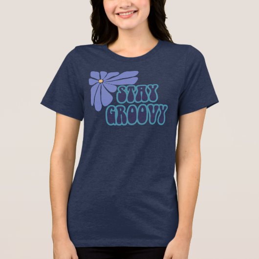 Blijf Groovy - Blauwe Tinten Tri-Blend Shirt (Voorkant)