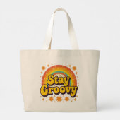 Blijf groovy boho regenboog citaat grote tote bag (Achterkant)