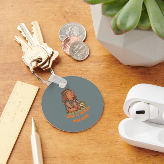 Blijf Groovy Capybara Schattige Retro Op Maat Gema Sleutelhanger (Bureau)