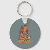Blijf Groovy Capybara Schattige Retro Op Maat Gema Sleutelhanger (Achterkant)