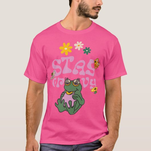 Blijf Groovy Disko Party Hippie Frog T-shirt (Voorkant)