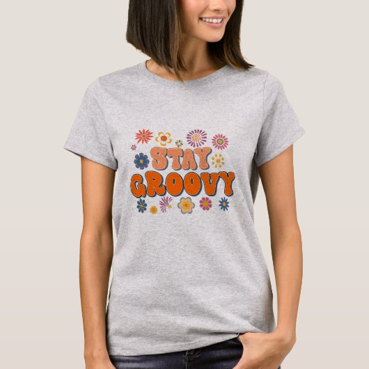 Blijf Groovy Flower Power 60's Retro T-shirt (Voorkant)